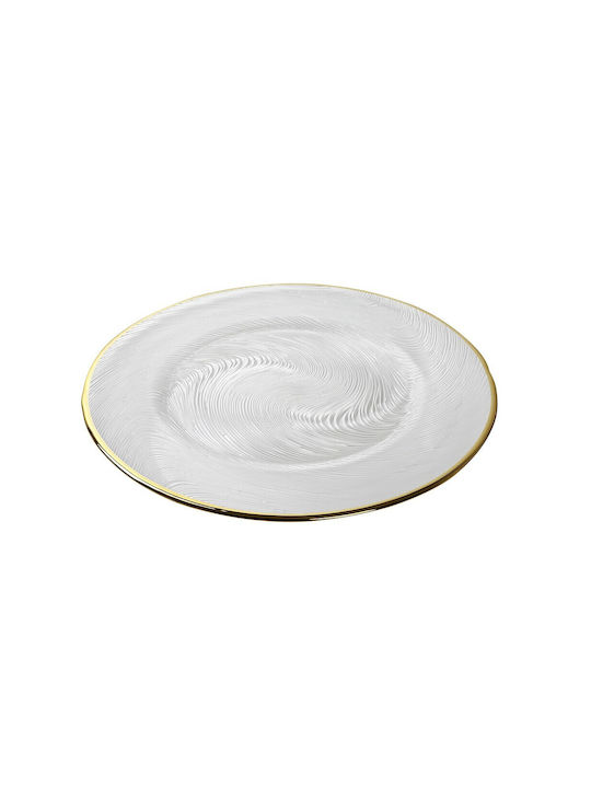 Espiel Plate Shallow Glass Transparent with Diameter 33cm