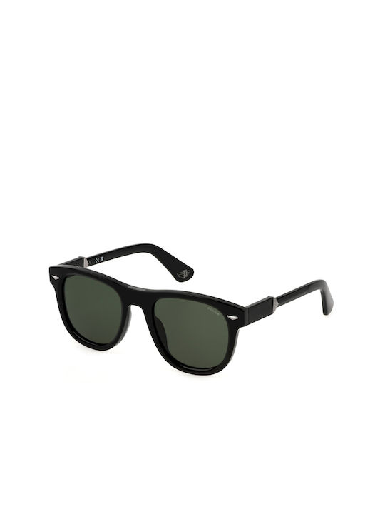 Police Sunglasses with Black Plastic Frame and Green Lens SPLL87 0700