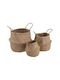 Ixia Regal Set Decorative Baskets Wicker with Handles Beige 3 Pieces