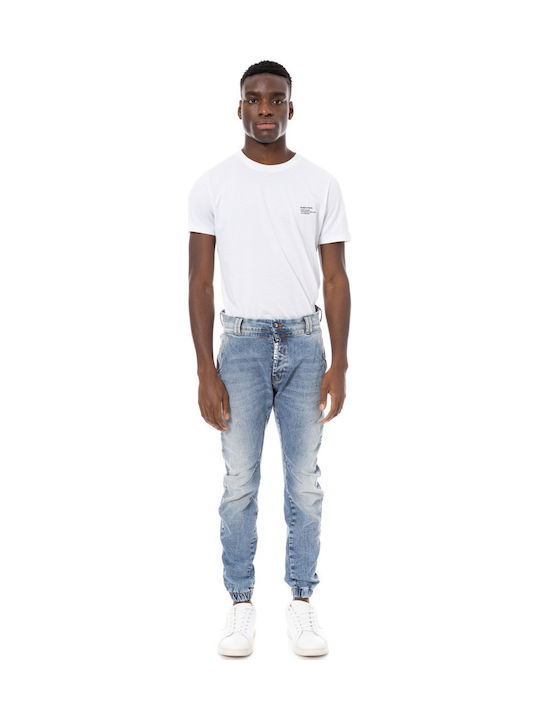 Cover Jeans Men's Jeans Pants Elastic Skinny Fit Washed Blue