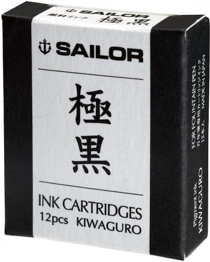 Sailor 12 Ανταλλακτικά Μελάνια για Πένα Μαύρα