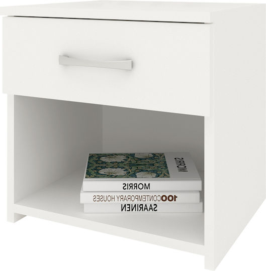 Κομοδίνο Remi Ξύλινο Λευκό 40x35x40cm