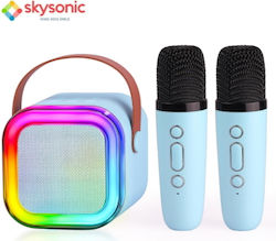 Skysonic Karaoke System with Wireless Microphones Skysonic K8 in Light Blue Color