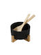 Espiel Wooden Salad Bowl with Salad Spoons Black 20x20x10cm 6pcs