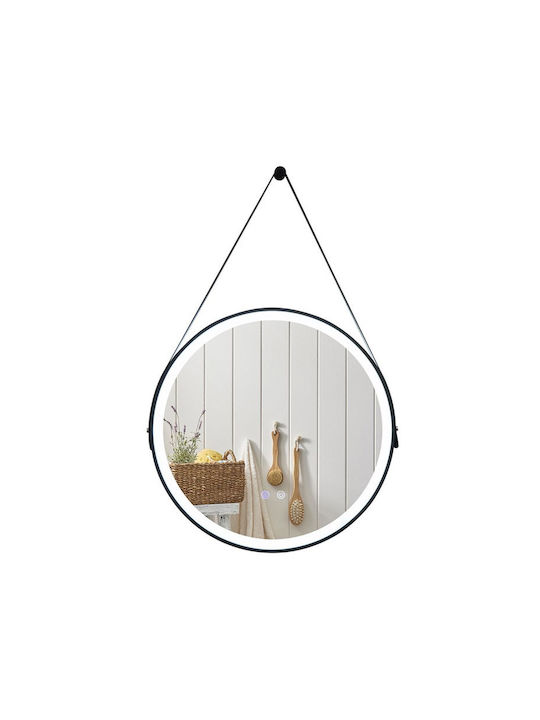 Costway Oglindă de Baie Rotundă Lumini LED Atingere 60x60cm Argintiu