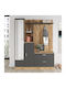Mobilier de Intrare cu Oglindă / Cuier & Dulap pentru Pantofi Oak-anthracite 140x36.8x181.8cm