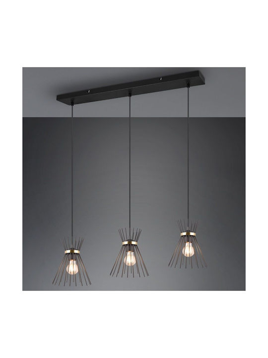 Trio Lighting Pendant Light Three-Light Rail for Socket E27 Black