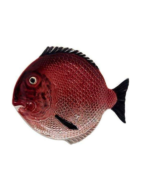Bordallo Pinheiro Fish Teller Untiefe Keramik Rot mit Durchmesser 27.5cm