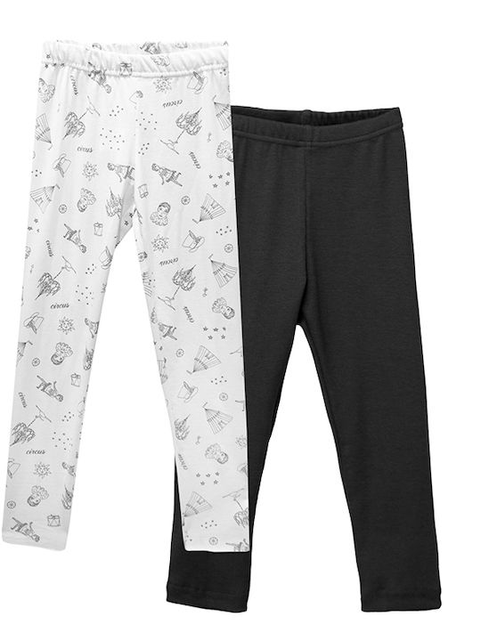 Two In A Castle Set de Leggings pentru Copii Lungi White/black