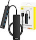 Baseus Ultrajoy Series USB 3.0 Хъб 4 порта с връзка USB-A Черен
