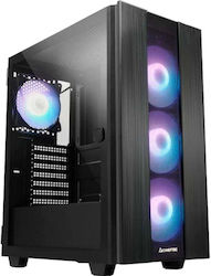 Chieftec Hunter 2 Гейминг Midi Tower Компютърна кутия със странично прозорче и RGB осветление Черно