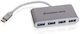 Iogear USB Хъб с 4 Порта USB 3.0 с USB-C Връзка Сребрист