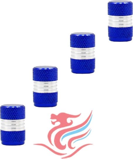 Set Car Tire Valve Caps Blue 4pcs