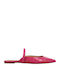 Jessa Leather Mules with Chunky High Heel in Fuchsia Color