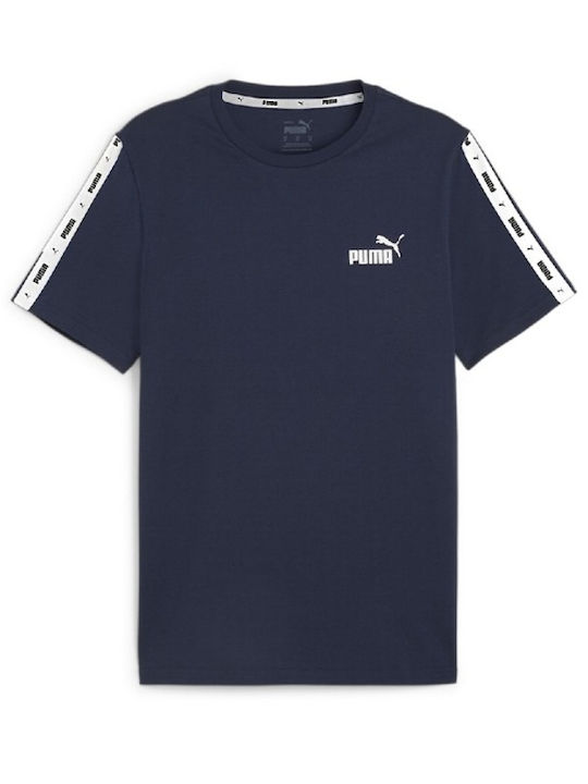 Puma Ess+ Tape T-shirt Bărbătesc cu Mânecă Scurtă Albastru