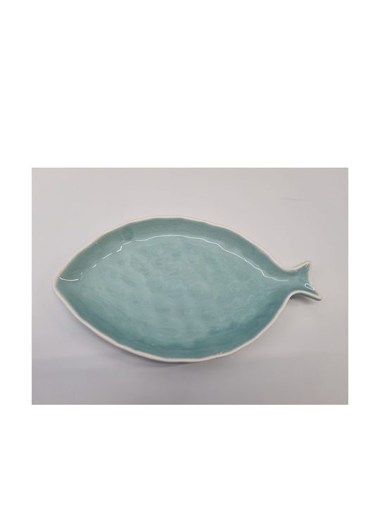 Oval Ceramic Decorative Platter Turquoise 31.5x18x2.5cm