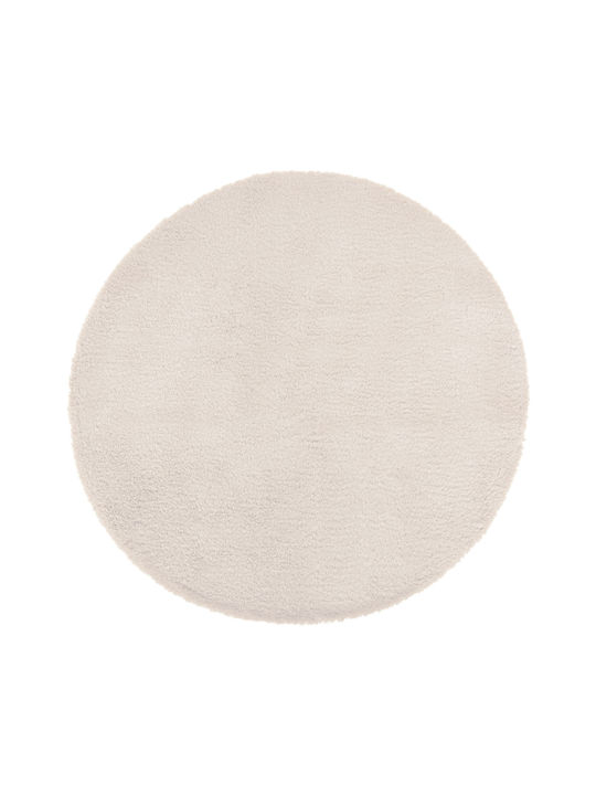 A-s Rug Round Shaggy Furry Ivoire