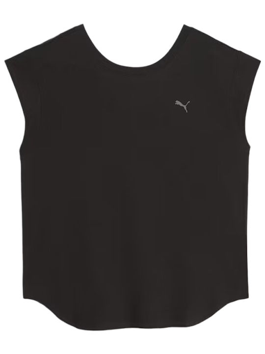 Puma Γυναικείο Αθλητικό T-shirt Fast Drying Πουά Μαύρο