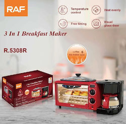 Raf 3 Ηλεκτρικός Φούρνος Καφετιέρα R.5308r 3 In 1 Breakfast Maker