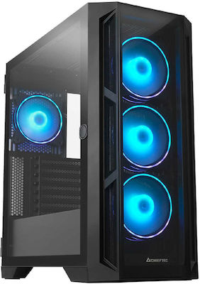 Chieftec APEX Гейминг Midi Tower Компютърна кутия със странично прозорче и RGB осветление Черно