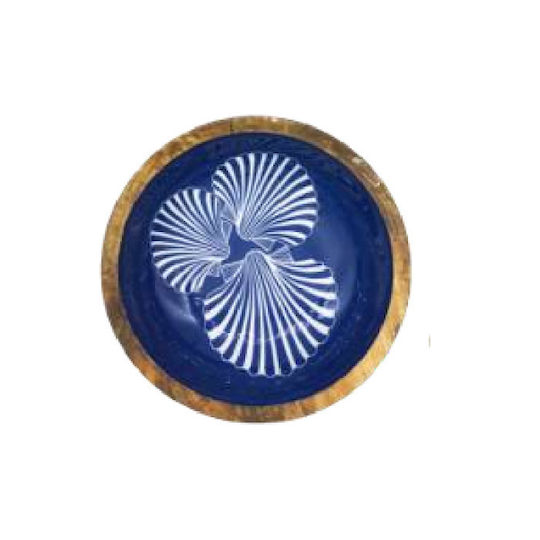 Διακοσμητικό Μπωλ Ξύλινο Μπλε 20x20cm