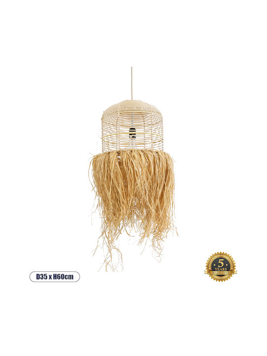 GloboStar Basseterre Deckenleuchte Beiges Boho Raster mit Lampenbirnensockel E27 35x35x60cm