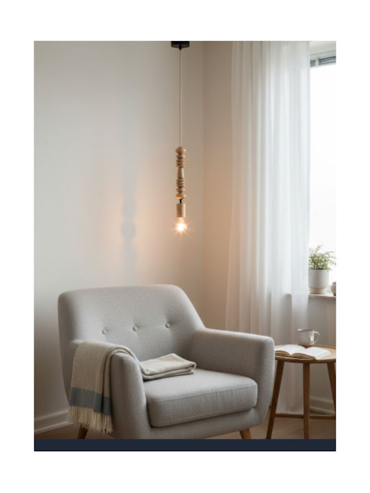 GloboStar Beads Pendant Light Beige with Socket E27 5cm