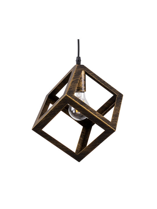 GloboStar Cube Hängende Deckenleuchte Einfaches Licht Raster für Fassung E27 Gold