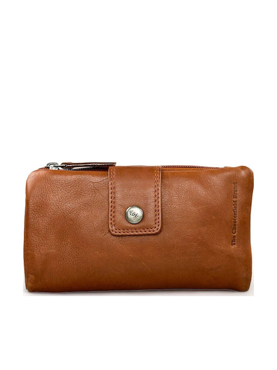 Large Leather Women's Wallet Coins with RFID Tabac Brown