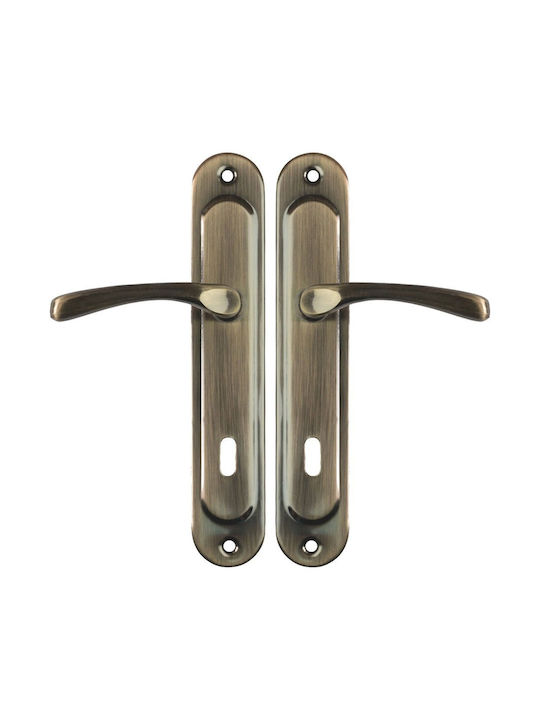 Import Hellas Lever Middle Door with Plate 582 582.OX.PAIR.75 Pair (Center Distance 75mm) Oxide