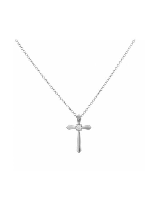 White Gold Cross 18K