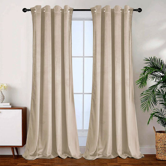 Chios Hellas Curtain With Beige Grommets 140x260cm