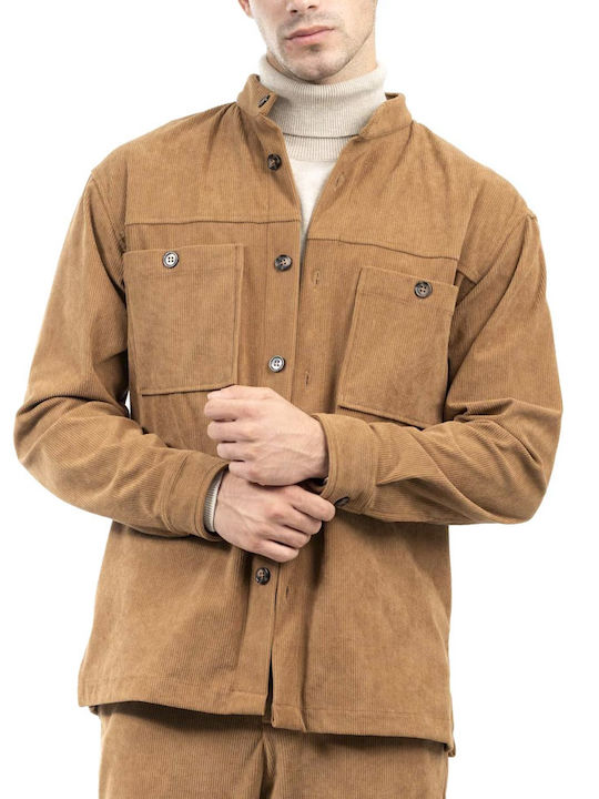 Vittorio Artist Molve Men's Shirt Overshirt Long Sleeve Corduroy Brown