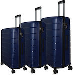 Dream House Travel Suitcases Hard Blue with 4 Wheels Set of 3pcs