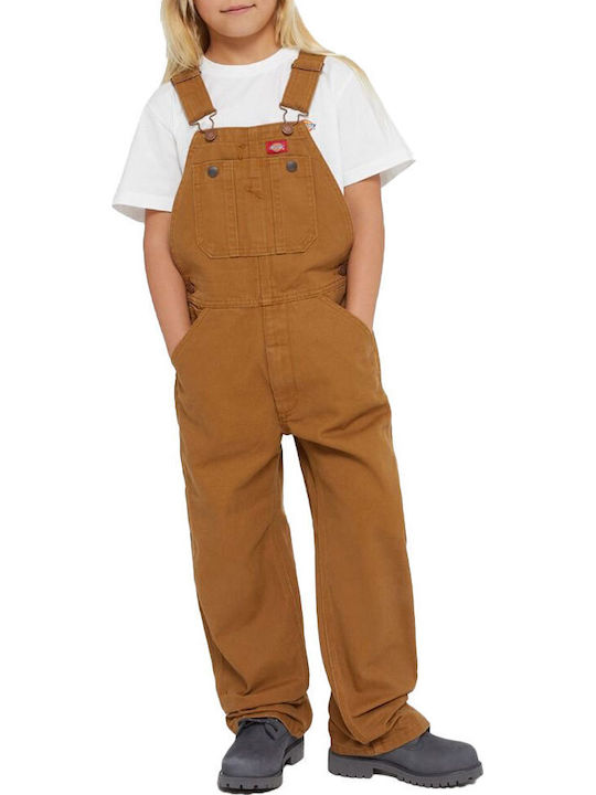 Dickies Duck Canvas Bib Overall Kids' Jeans Dungarees Rinsed Brown