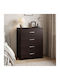 Killian Wooden & Metallic Chest of Drawer with 4 Drawers Black-nut 80x40x80cm