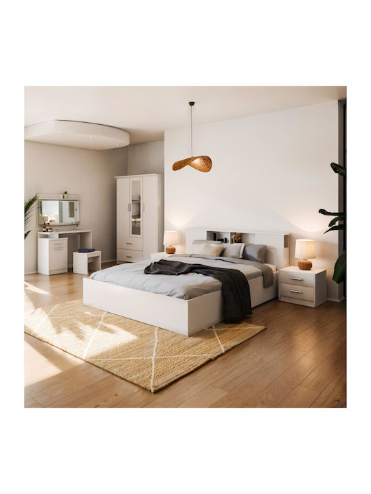Bedside Table Olympus Wooden White 47.5x40.5x40...