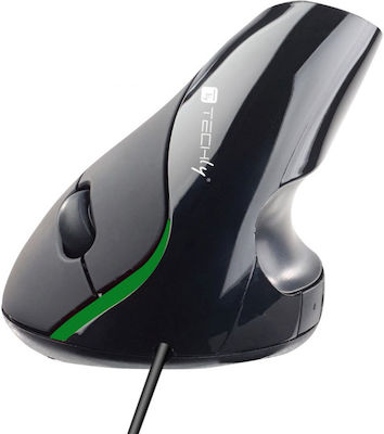 Techly Wired Ergonomic Vertical Mouse Black