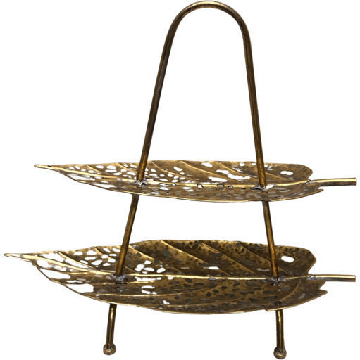 Zen Collection Μεταλλική Εταζέρα 2 Ορόφων Χρυσή Π64xΜ64xΥ55.5cm