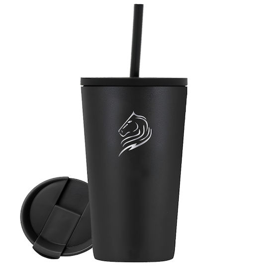 Cool'NMore Ποτήρι Θερμός Ανοξείδωτο BPA Free 350ml Μαύρο με Καλαμάκι και Επιστόμιο