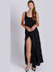 Satin High-waisted Maxi Skirt Envelope Black