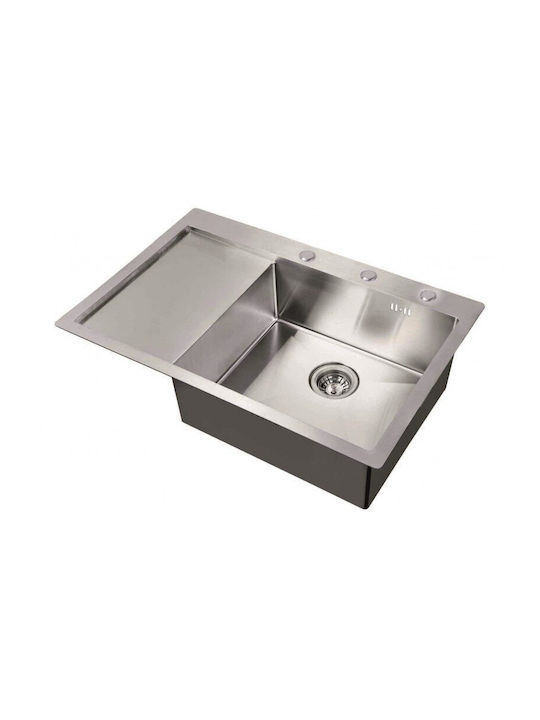 Inter Ceramic Ένθετος Νεροχύτης Inox Μ78xΠ51cm Γκρι