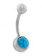 Poco Loco Bauchnabelpiercing aus Stahl Silber / Türkis