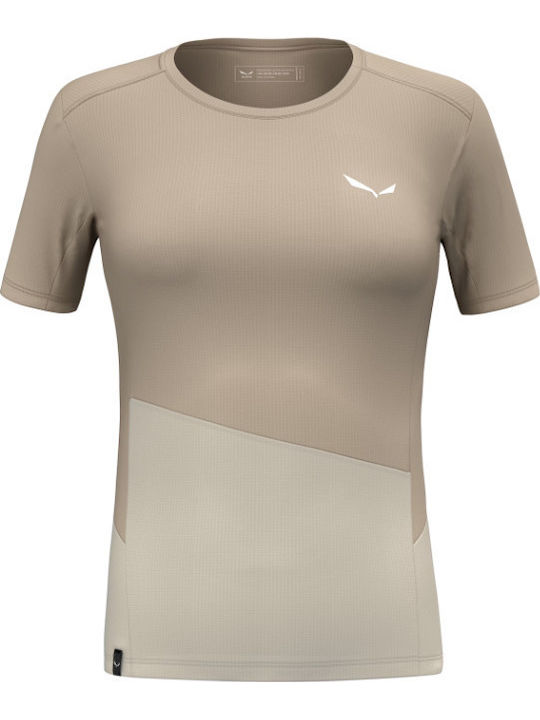 Salewa Γυναικείο Αθλητικό T-shirt Fast Drying Μπεζ