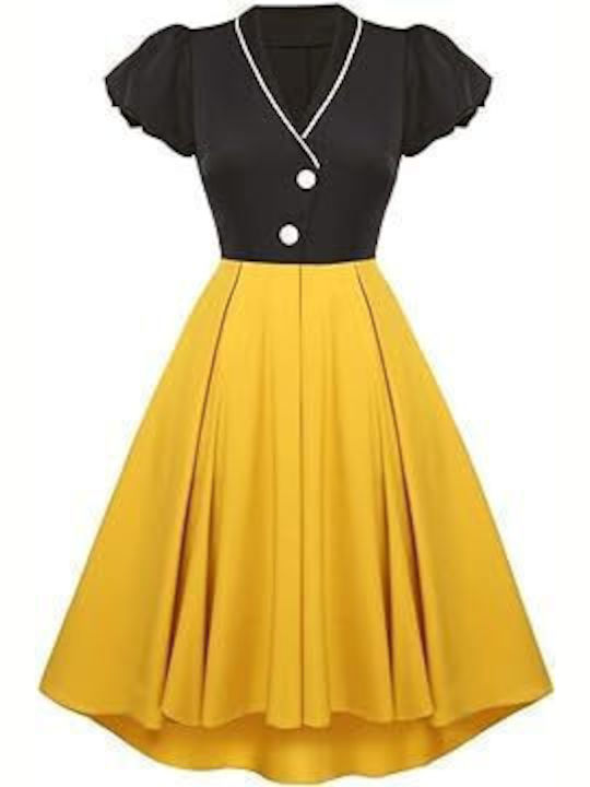 Swing Mini Evening Dress Yellow