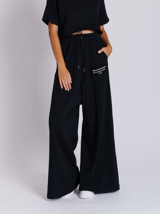 Collectiva Noir Women's Cotton Capri Trousers Black