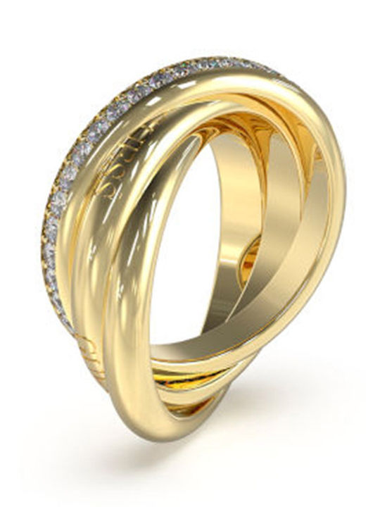 Guess Ring with Zircon made of Steel Gold Plated