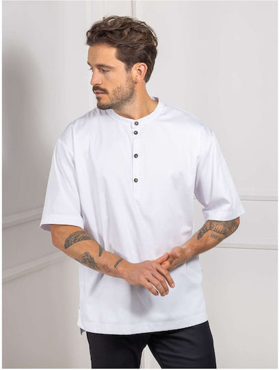 Le Nouveau Chef Bluse Koch Baumwolle Herren Weiß mit Kurzärmelig