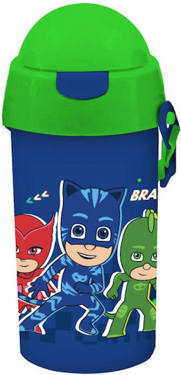 Diakakis Trinkflasche Kinderflasche PJ Masks Kunststoff mit Strohhalm Grün 500ml