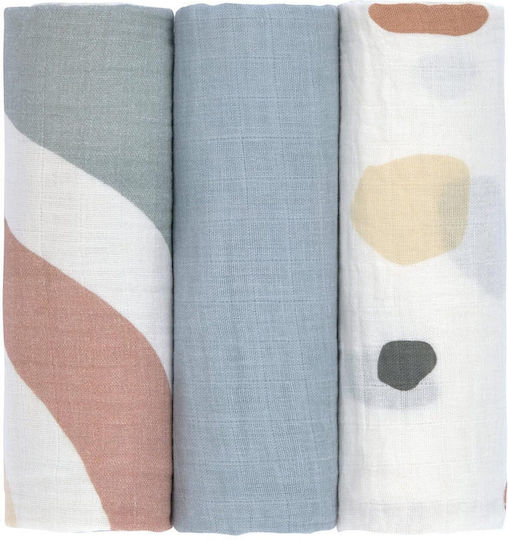 Laessig Swaddle Blanket Rainbow Multicolour 85x85cm. 3pcs
